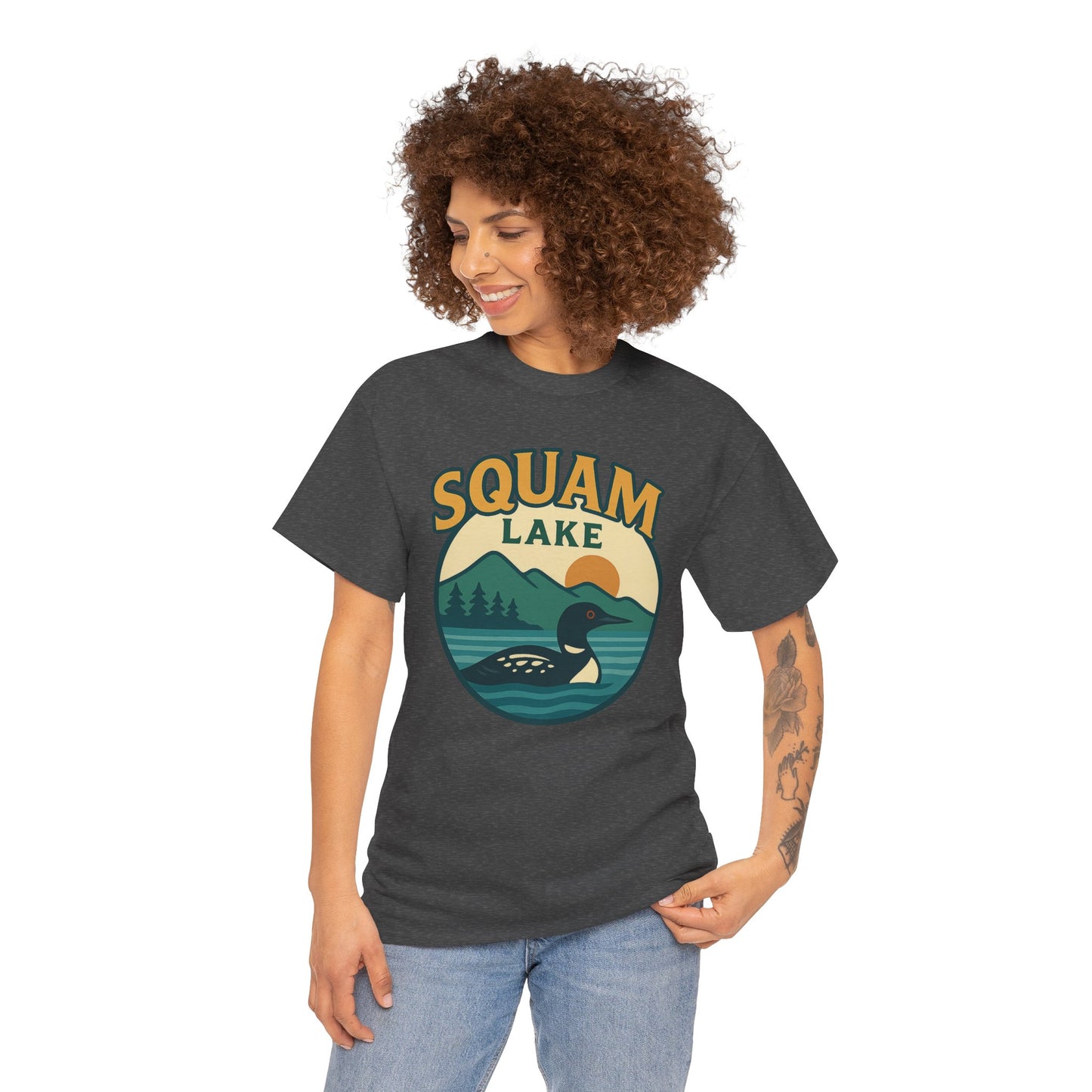 Squam Lake Graphic Tee | Unisex Heavy Cotton T-Shirt, Nature Lover Gift, Lake Adventure Shirt, Outdoor Apparel, Vintage Lake Design