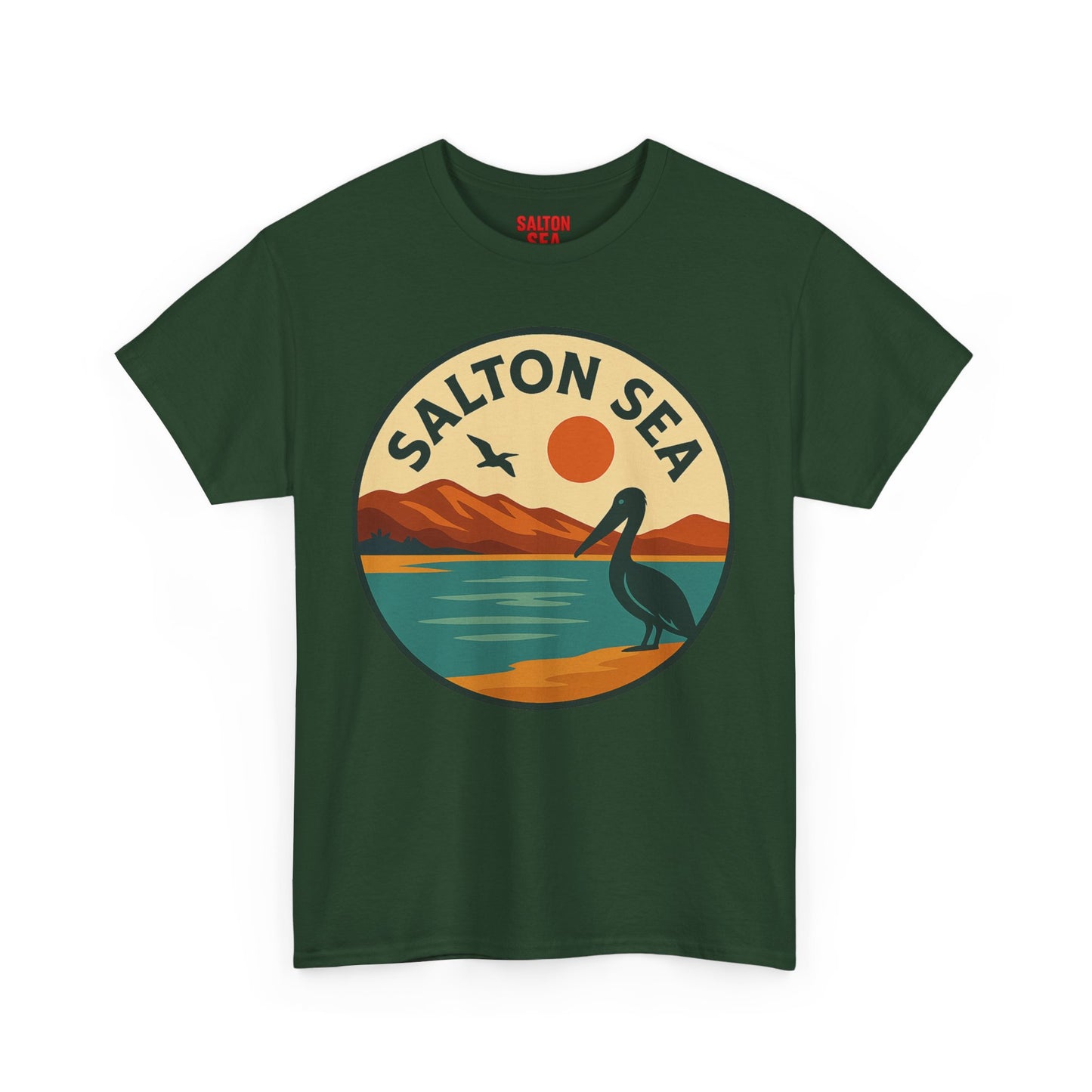Salton Sea Graphic Tee | Unisex Heavy Cotton T-Shirt, Nature Lover Gift, Lake Adventure Shirt, Outdoor Apparel, Vintage Lake Design