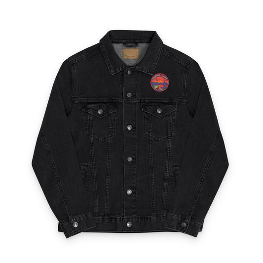 Oneida Lake Unisex Embroidered Denim Jacket - Trendy Fall Fashion, Casual Layering, Everyday Wear, Stylish Gift, Unique Statement Piece