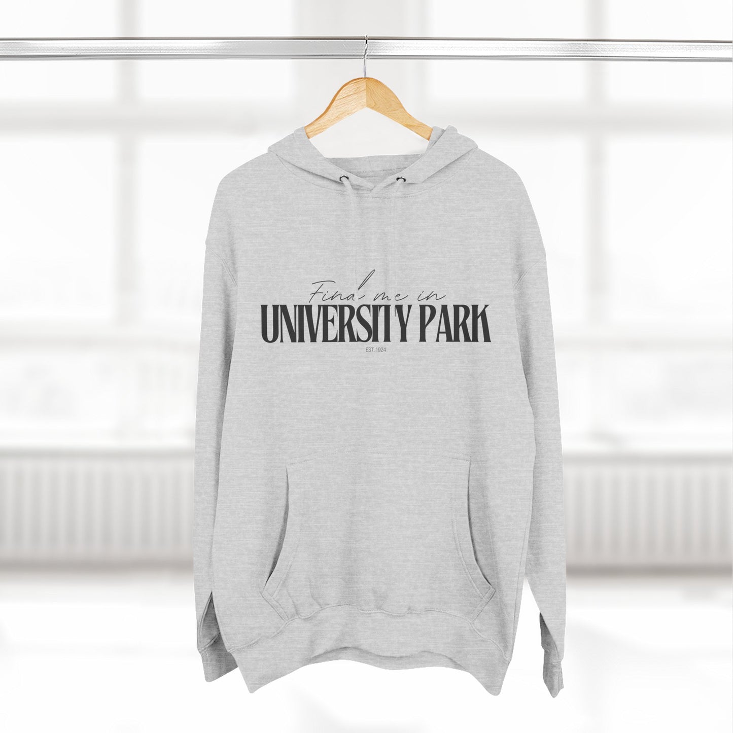 University Park Stylish Three-Panel Fleece Hoodie for Everyday Comfort, Personalized Gift, Casual Wear, Unisex Hoodie, Cozy Fashion