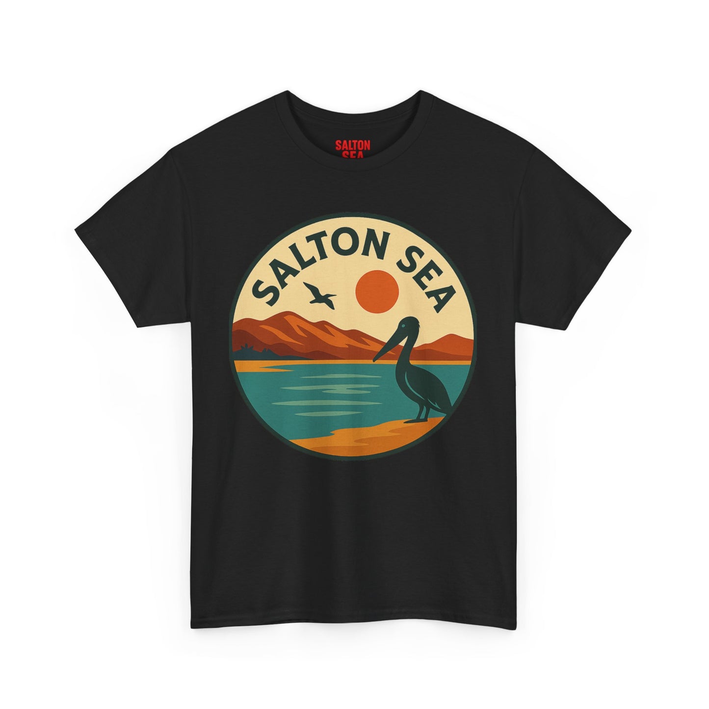 Salton Sea Graphic Tee | Unisex Heavy Cotton T-Shirt, Nature Lover Gift, Lake Adventure Shirt, Outdoor Apparel, Vintage Lake Design