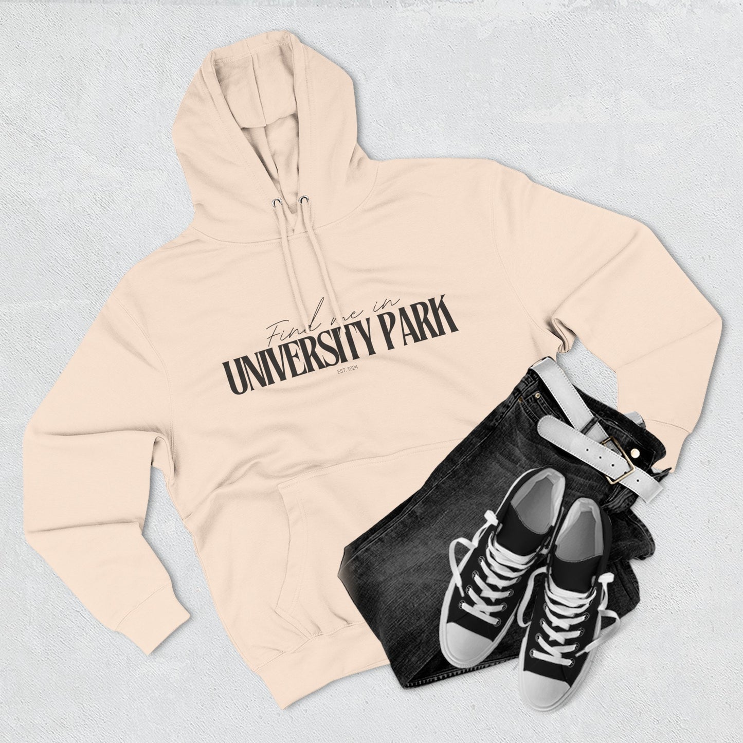 University Park Stylish Three-Panel Fleece Hoodie for Everyday Comfort, Personalized Gift, Casual Wear, Unisex Hoodie, Cozy Fashion