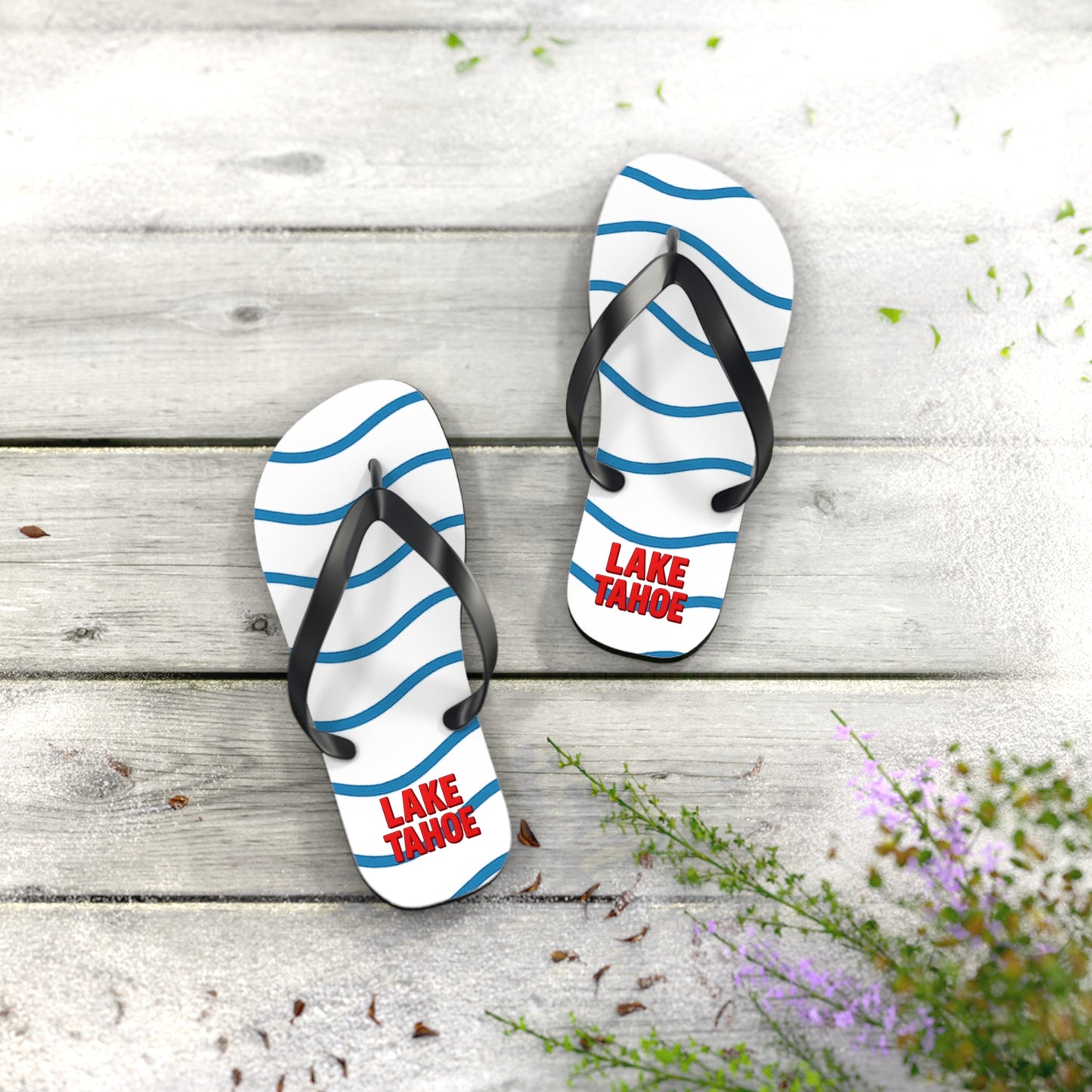 Lake Tahoe Beachy Vibes Flip Flops - Summer Sandals, Poolside Footwear, Vacation Essentials, Casual Summer Shoes, Beach Accessories