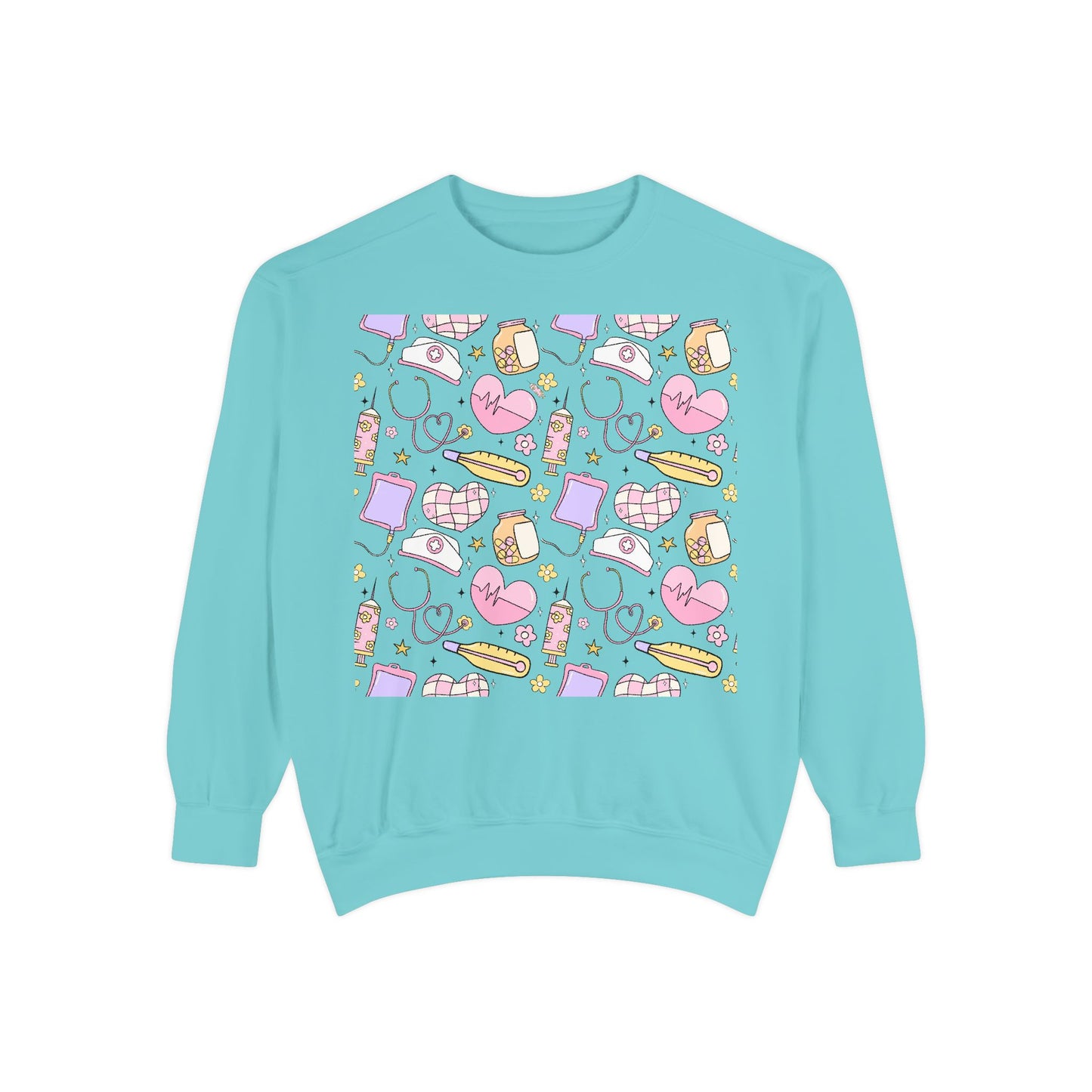 Nurse Cute Patterned Unisex Sweatshirt - Cozy Gift for Her, Trendy Casual Wear, Perfect for Fall, Spring, Birthdays, Love, Friendship
