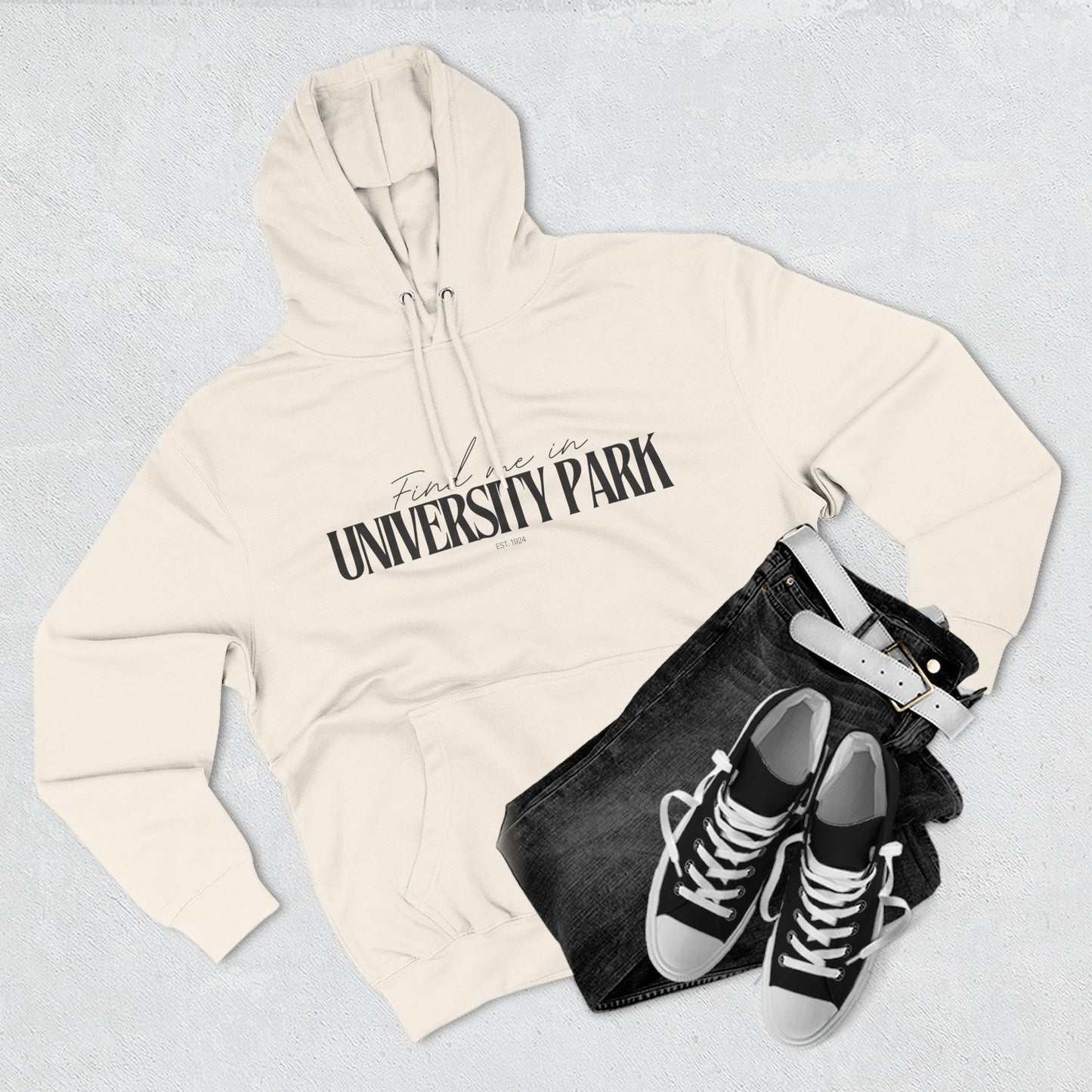 University Park Stylish Three-Panel Fleece Hoodie for Everyday Comfort, Personalized Gift, Casual Wear, Unisex Hoodie, Cozy Fashion