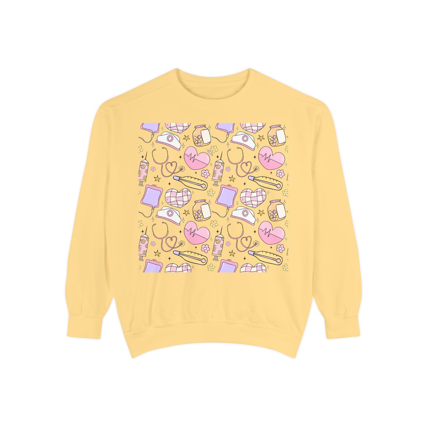 Nurse Cute Patterned Unisex Sweatshirt - Cozy Gift for Her, Trendy Casual Wear, Perfect for Fall, Spring, Birthdays, Love, Friendship