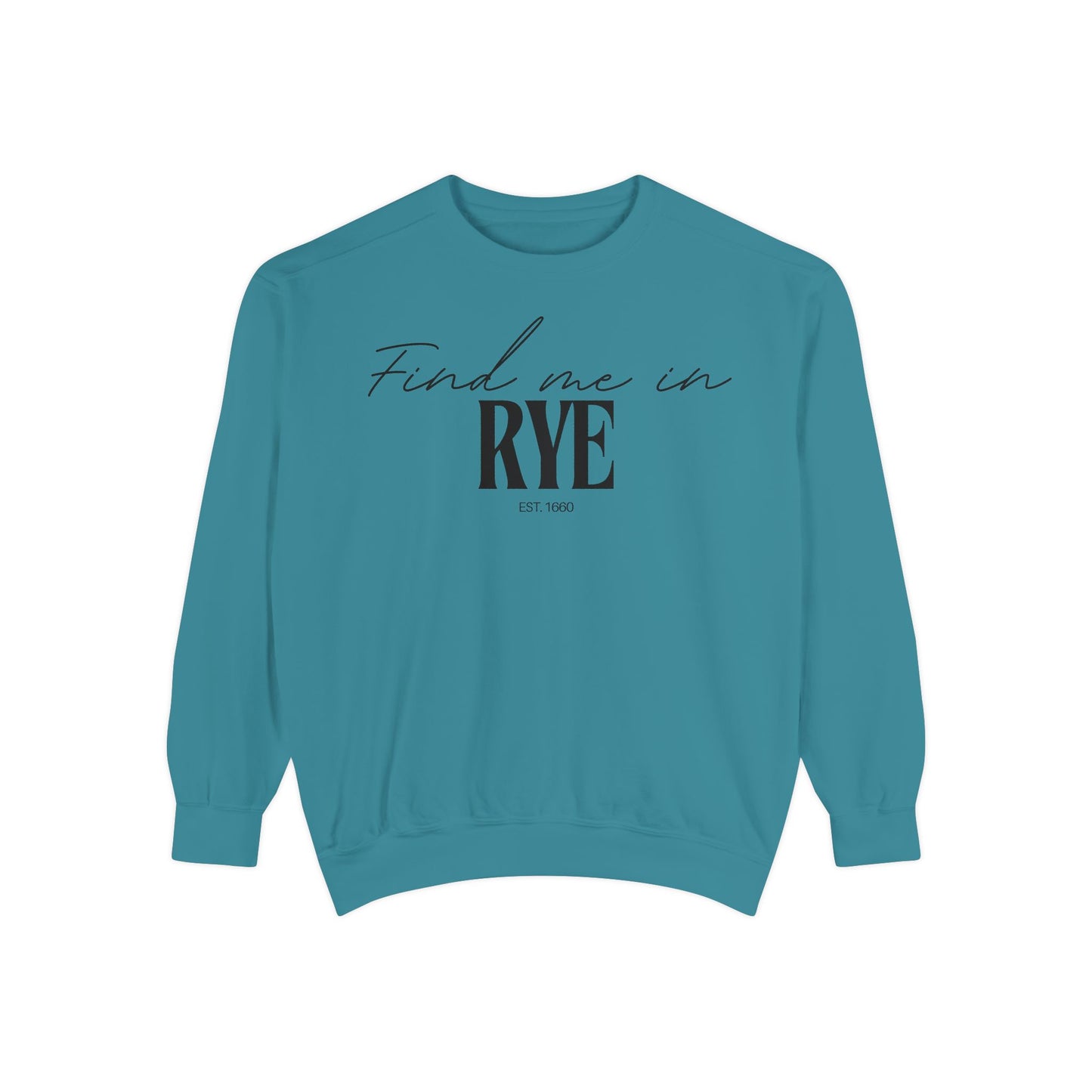 Rye Cozy Sweatshirt, Unisex Garment-Dyed Crew, Casual Wear, Gift for Friends, Fall Fashion, Lounge Style