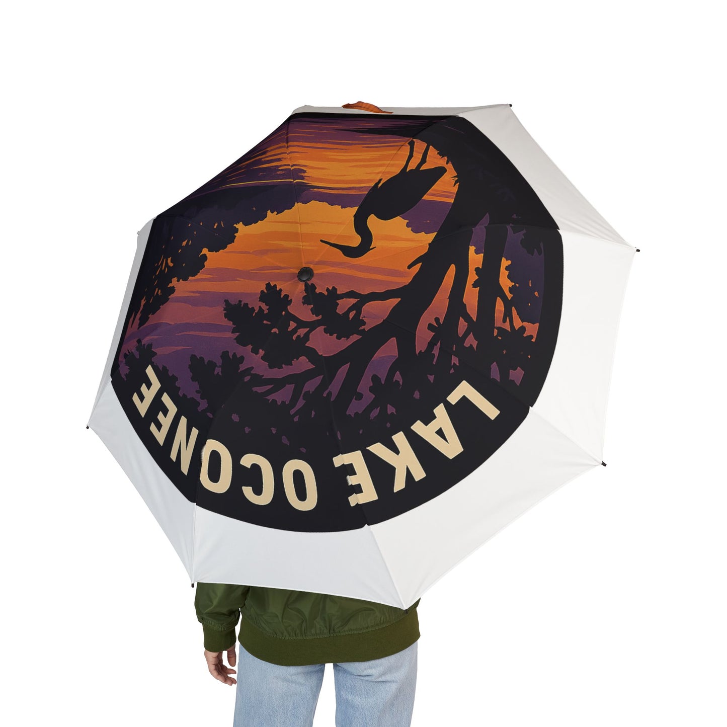 Lake Oconee Semi-Automatic Foldable Umbrella, Travel Umbrella, Outdoor Gear, Gifts for Nature Lovers, Rainy Day Essential