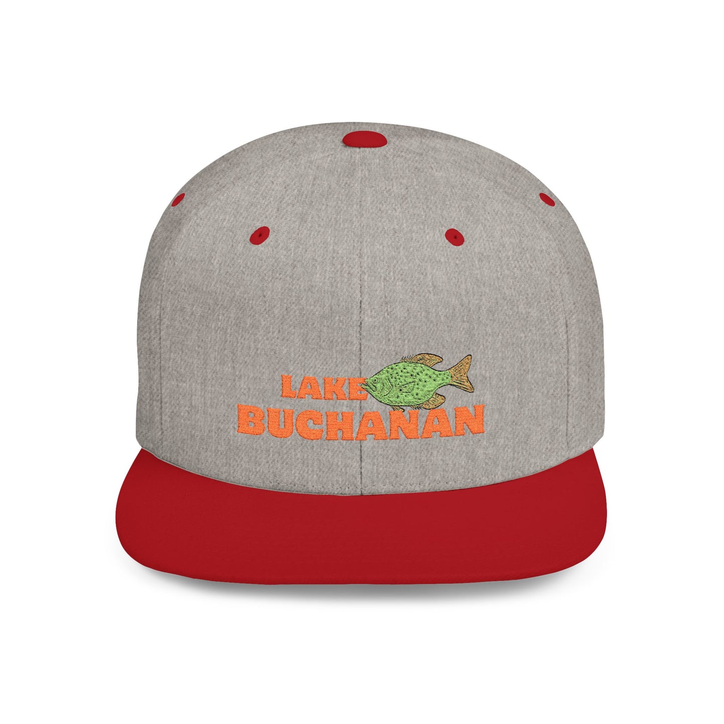 Lake Buchanan Fish Flat Bill Snapback Hat, Fishing Cap, Outdoor Gear, Lake House Gift, Summer Accessories, Stylish Headwear
