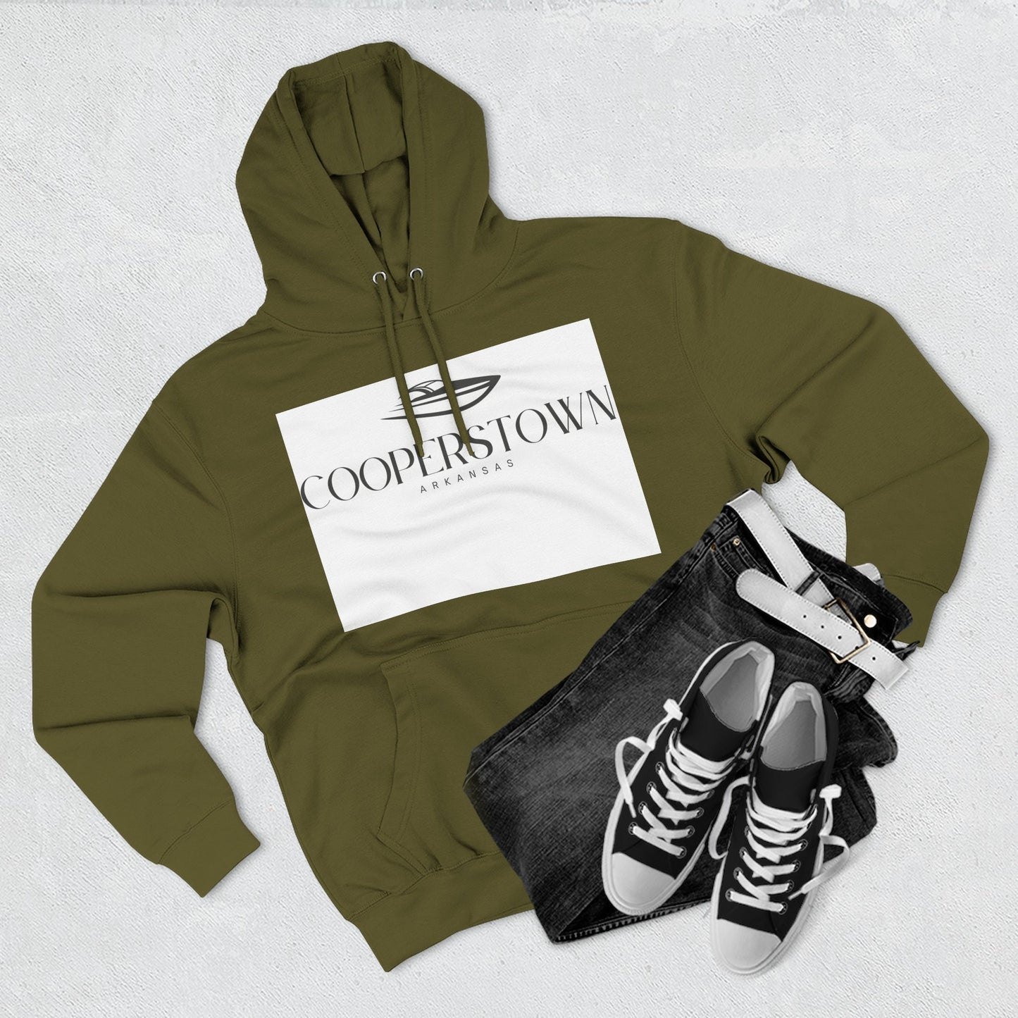 Cooperstown Stylish Three-Panel Fleece Hoodie for Cozy Days, Casual Wear, Warm Layering, Gift for Him or Her