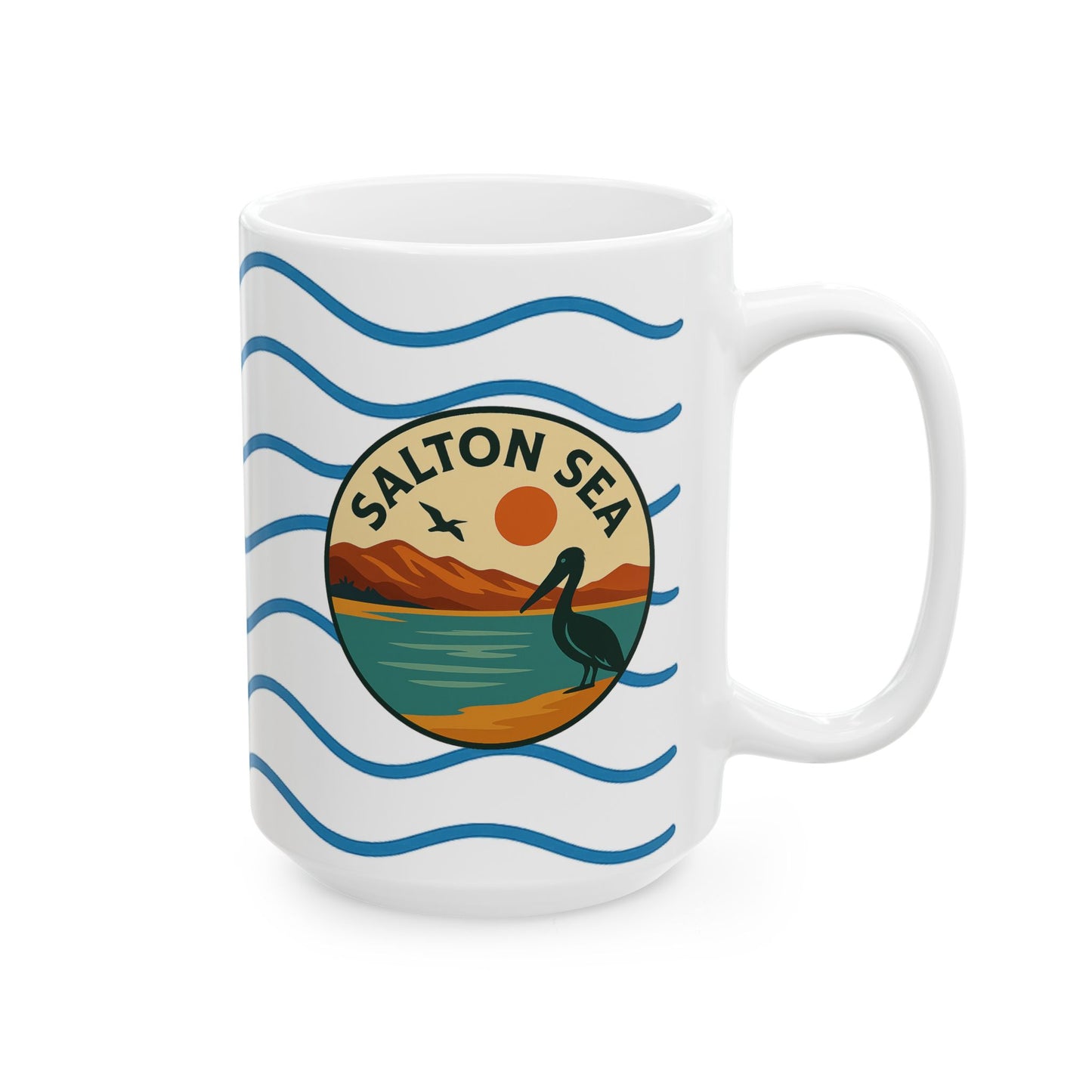 Salton Sea Serene Sunrise Ceramic Mug - Perfect for Coffee Lovers, Gift for Nature Enthusiasts, Beach Lover's Delight, Ocean Vibes, Relaxation