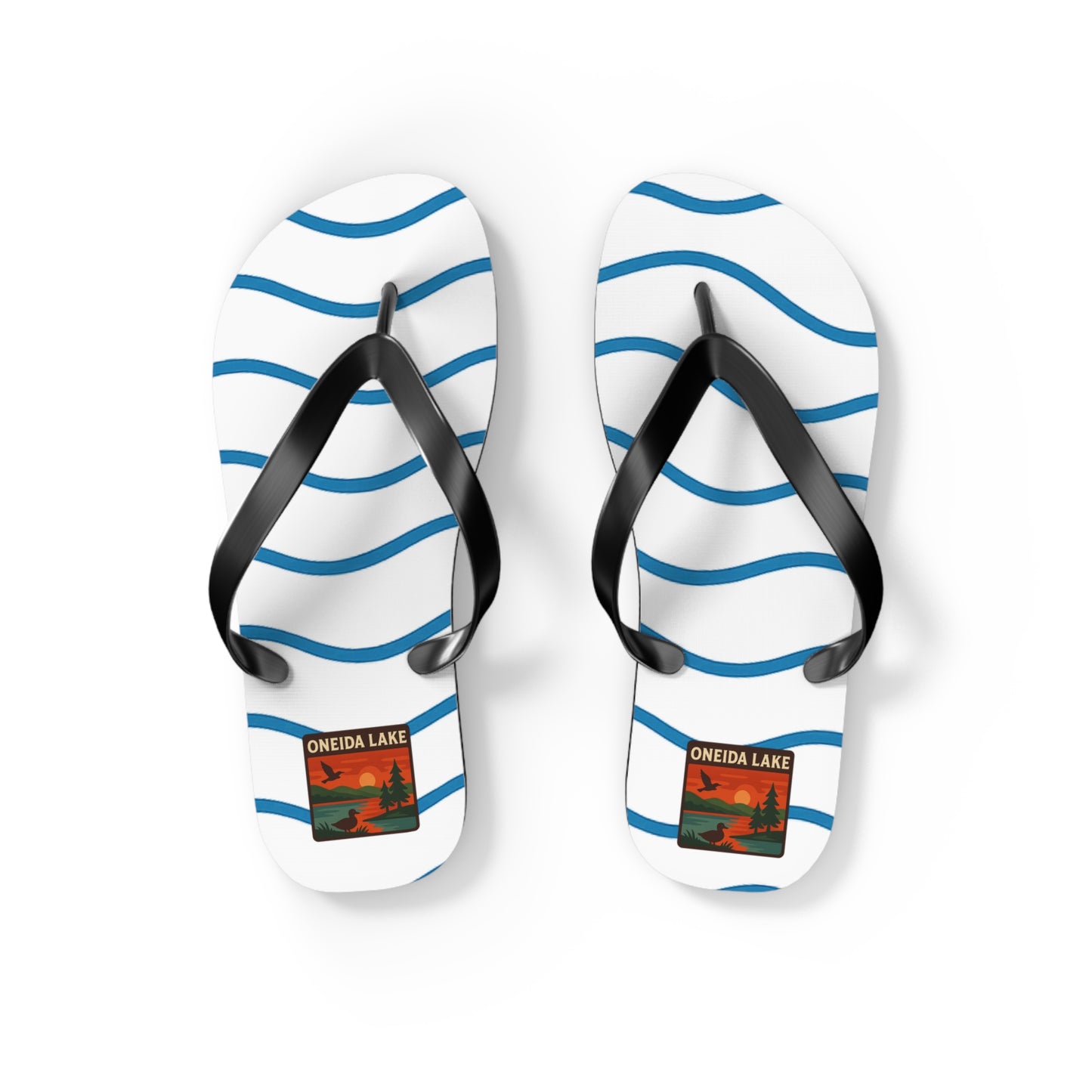 Oneida Lake Beachy Vibes Flip Flops - Summer Sandals, Poolside Footwear, Vacation Essentials, Casual Summer Shoes, Beach Accessories