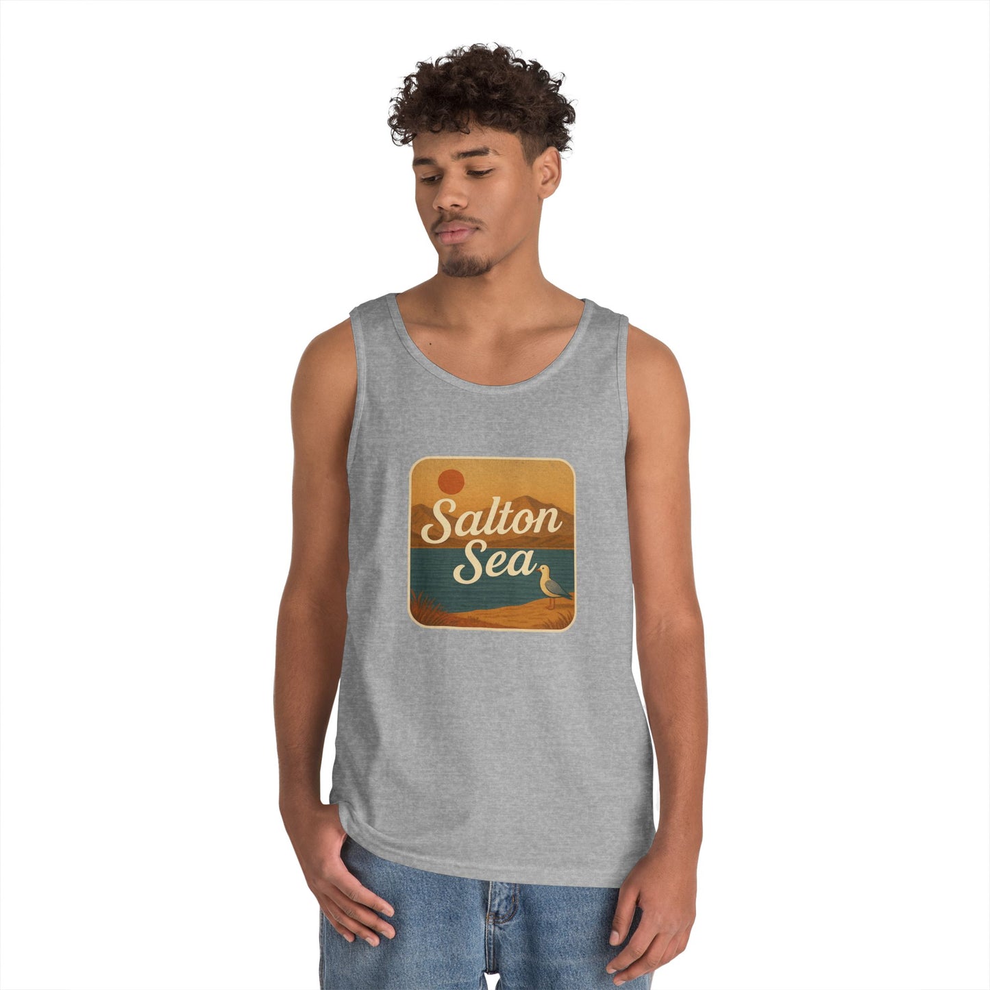 Salton Sea Vintage Unisex Heavy Cotton Tank Top, Summer Shirt, Lake Apparel, Outdoor Activity, Gift for Nature Lovers
