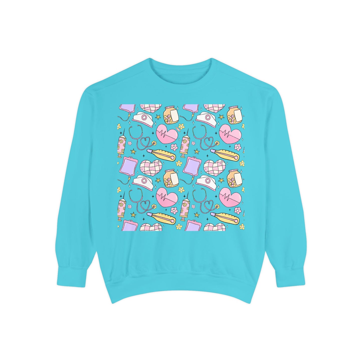 Nurse Cute Patterned Unisex Sweatshirt - Cozy Gift for Her, Trendy Casual Wear, Perfect for Fall, Spring, Birthdays, Love, Friendship