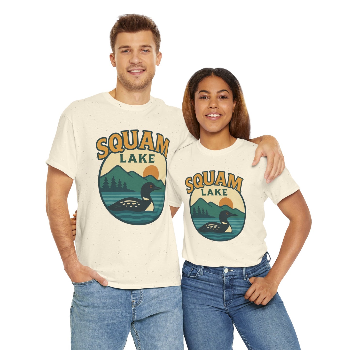 Squam Lake Graphic Tee | Unisex Heavy Cotton T-Shirt, Nature Lover Gift, Lake Adventure Shirt, Outdoor Apparel, Vintage Lake Design