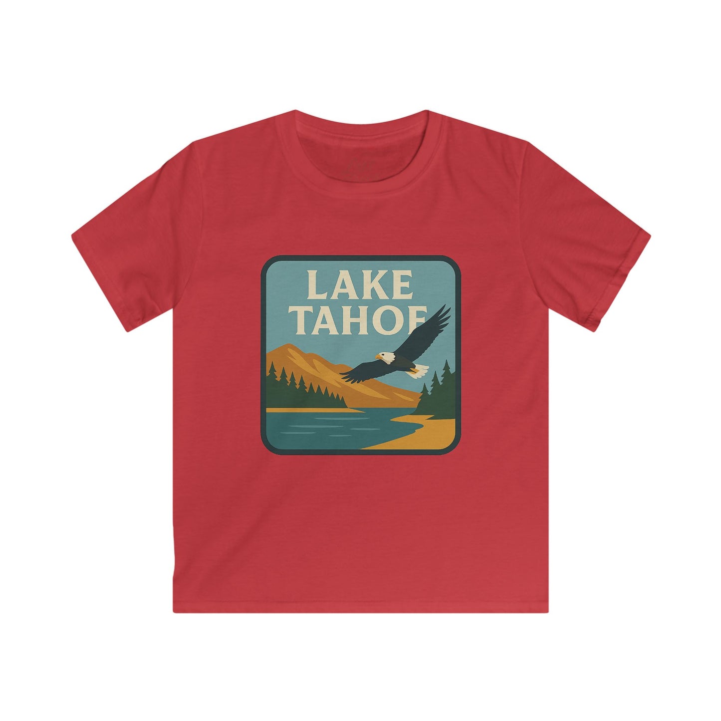 Lake Tahoe Kids Tee, Softstyle T-Shirt for Children, Summer Adventure Shirt, Lake House Gift, Outdoor Fun Apparel