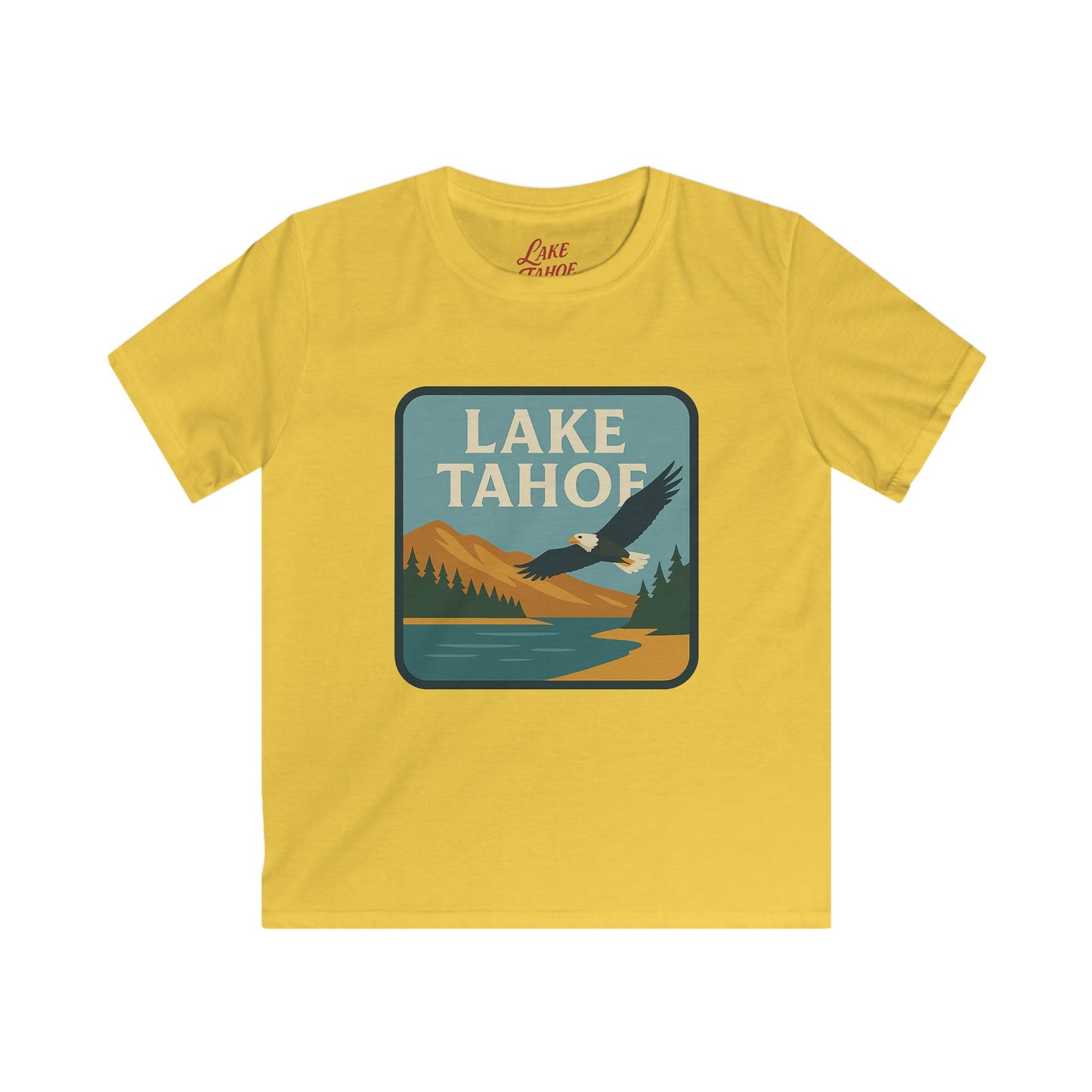 Lake Tahoe Kids Tee, Softstyle T-Shirt for Children, Summer Adventure Shirt, Lake House Gift, Outdoor Fun Apparel