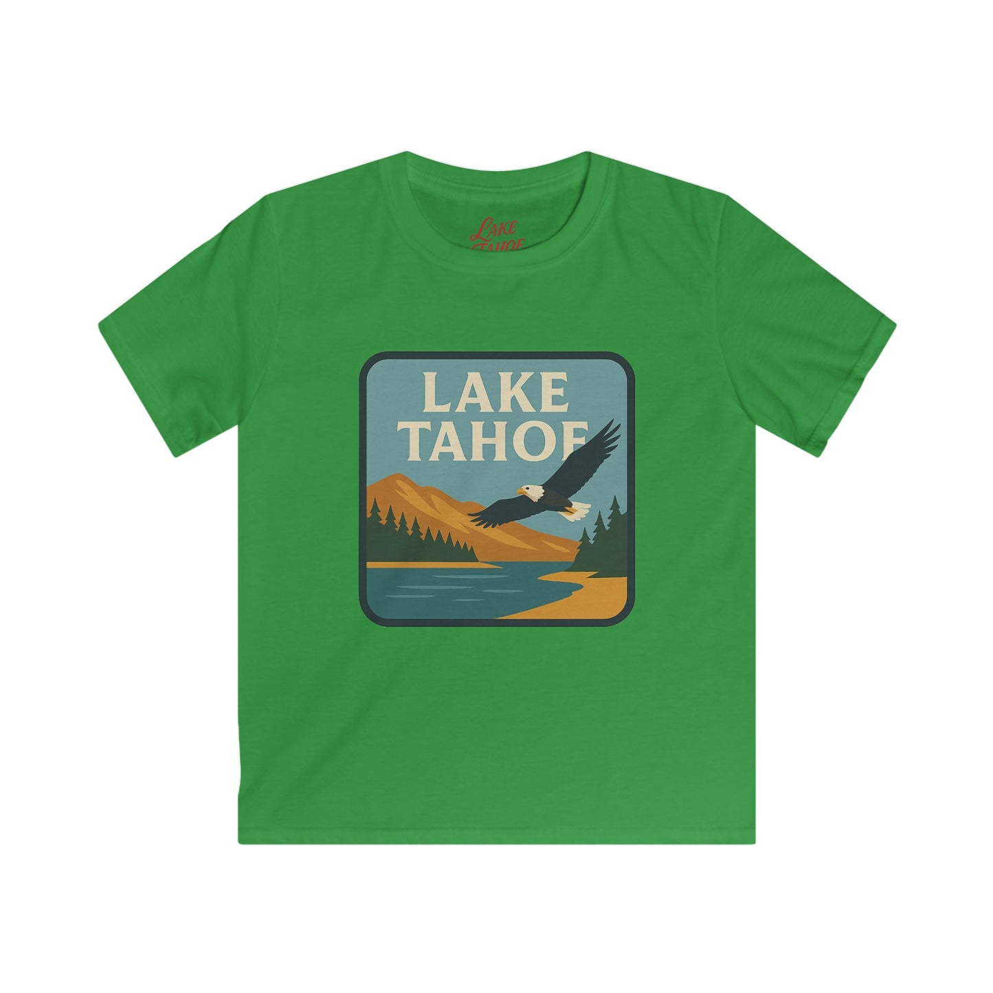 Lake Tahoe Kids Tee, Softstyle T-Shirt for Children, Summer Adventure Shirt, Lake House Gift, Outdoor Fun Apparel