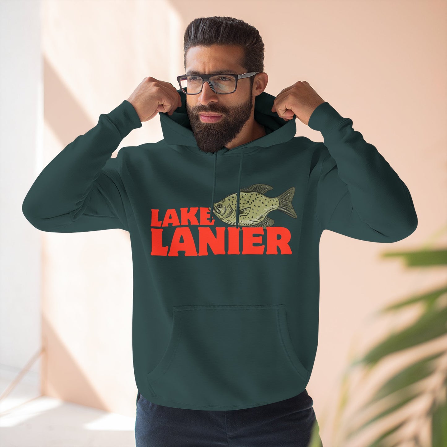 Lake Lanier Fleece Hoodie, Cozy Fishing Sweatshirt, Outdoor Adventure Wear, Unique Gift for Lake Lovers, Perfect for Fall and Winter