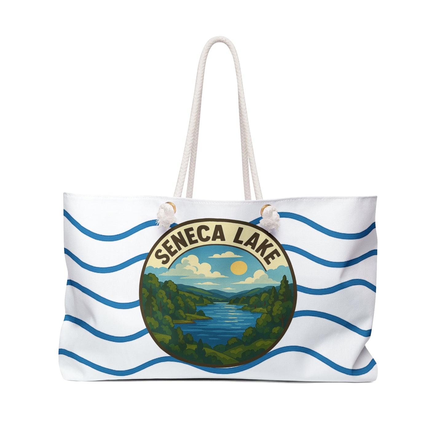 Seneca Lake Weekender Bag White | Travel Tote, Beach Bag, Vacation Essentials, Escape Bag, Lake Life Carryall