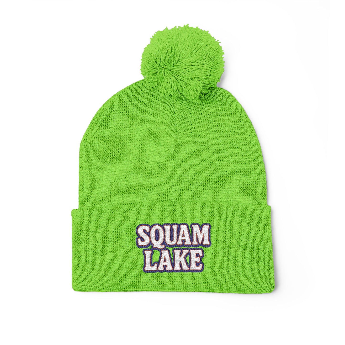 Squam Lake Pom-Pom Knit Cap (Embroidery)