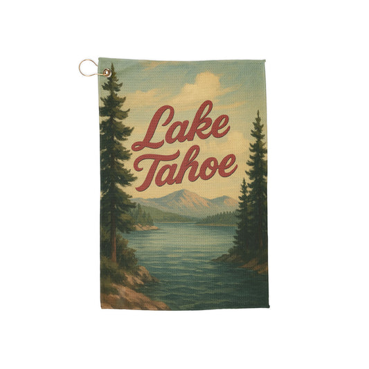 Lake Tahoe Golf Towels, Eco-Friendly Golf Towel, Vintage Lake Decor Towel, Perfect Gift for Golfers, Golf Accessories