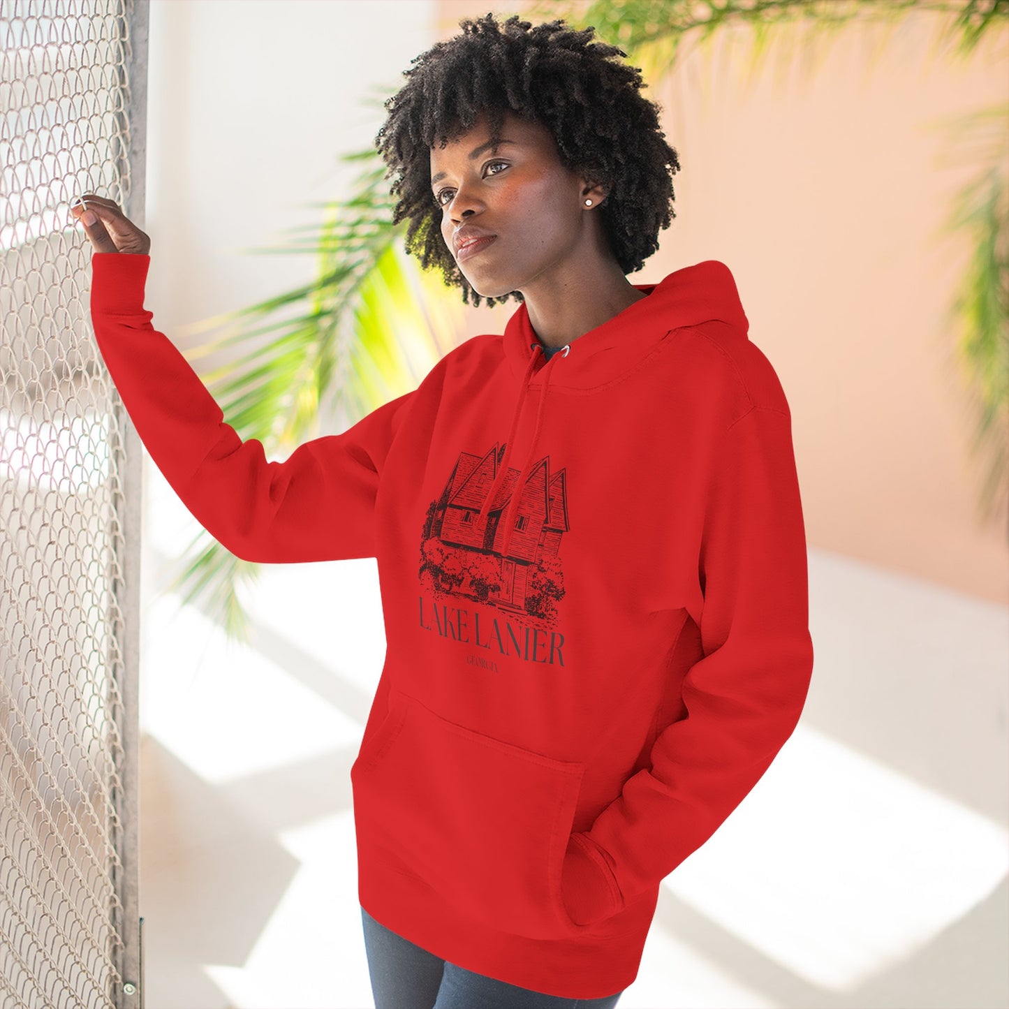 Cozy Lake Lanier Fleece Hoodie - Perfect for Relaxing, Outdoor Adventures, Gifts for Nature Lovers, Fall and Winter Apparel