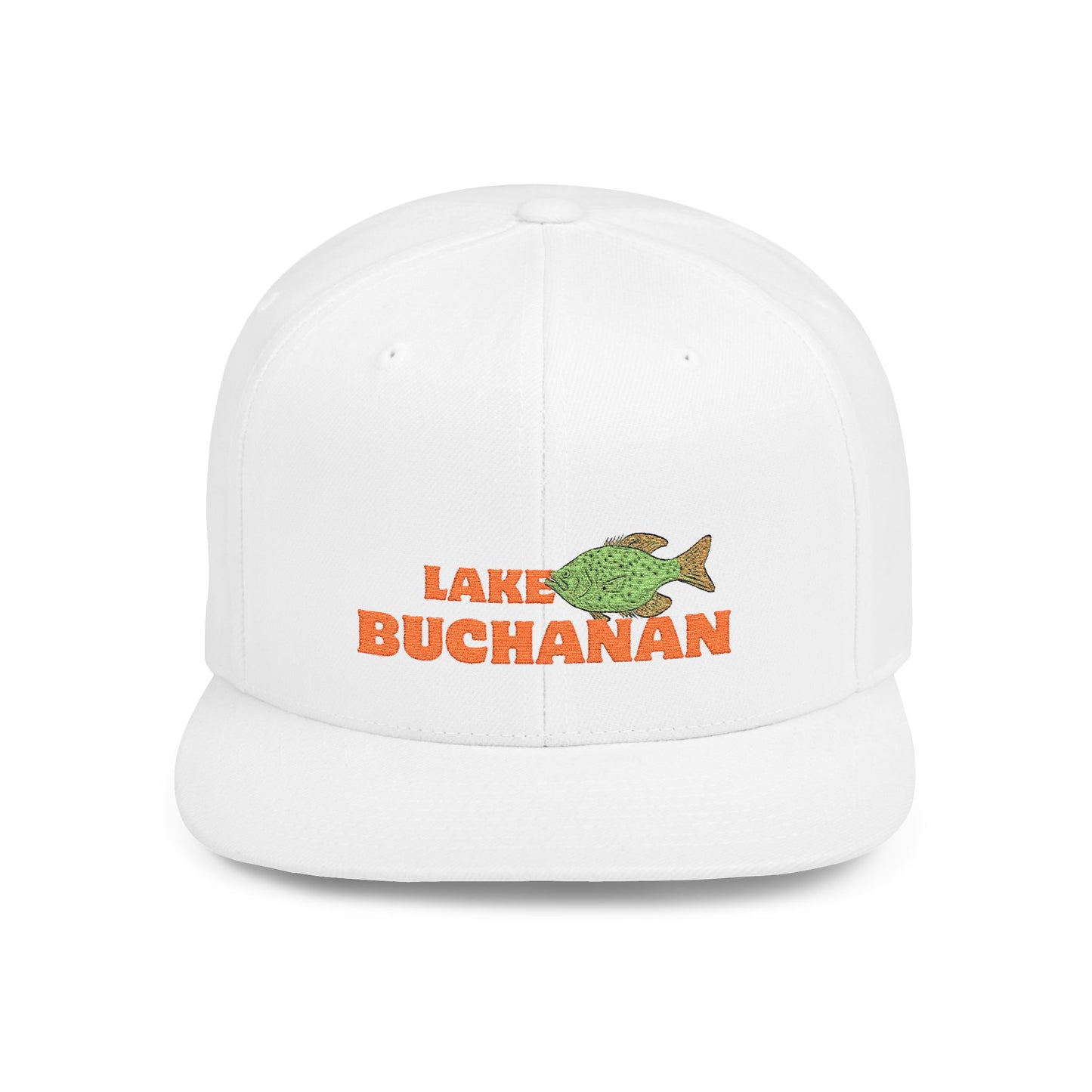 Lake Buchanan Fish Flat Bill Snapback Hat, Fishing Cap, Outdoor Gear, Lake House Gift, Summer Accessories, Stylish Headwear