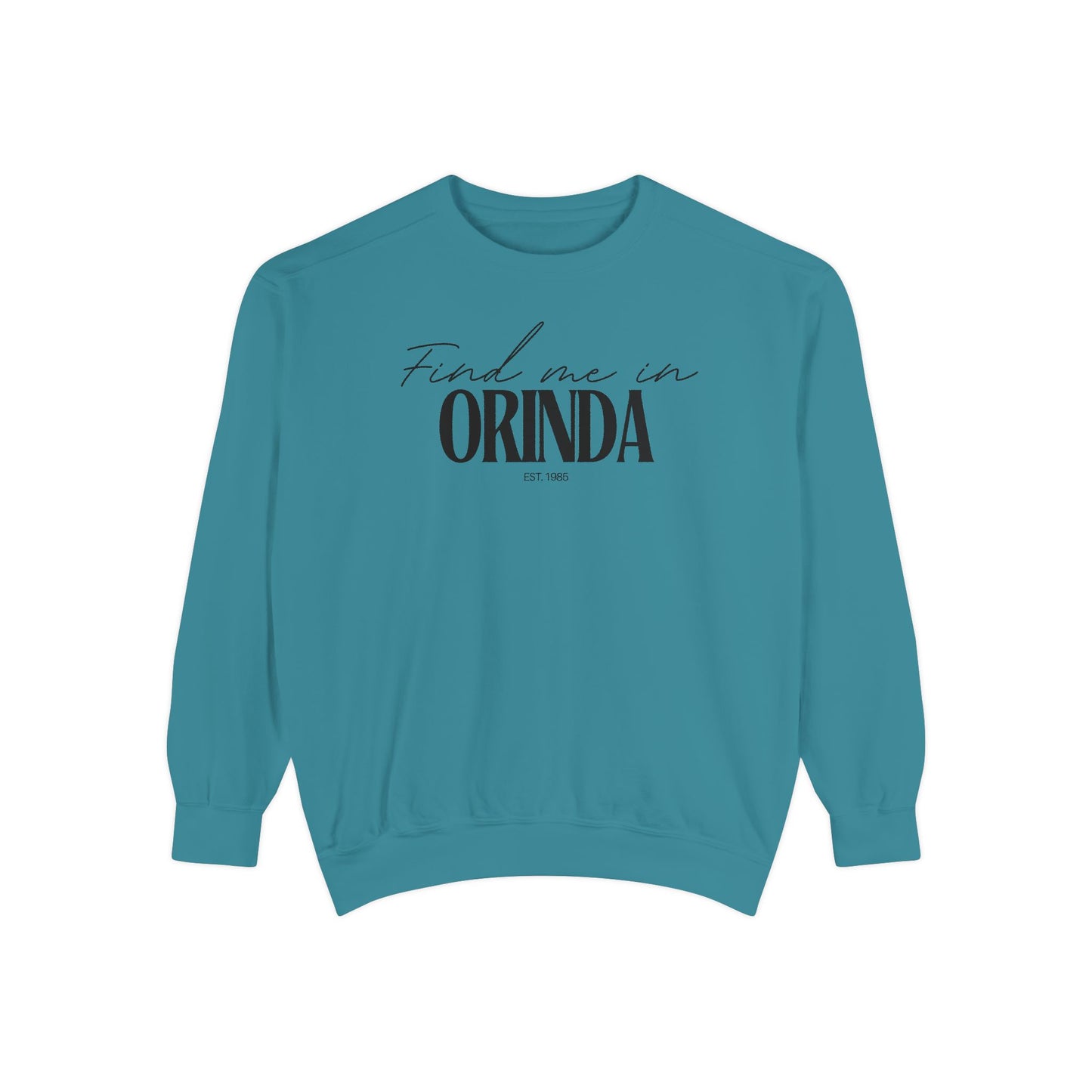 Orinda Cozy Sweatshirt, Unisex Garment-Dyed Crew, Casual Wear, Gift for Friends, Fall Fashion, Lounge Style