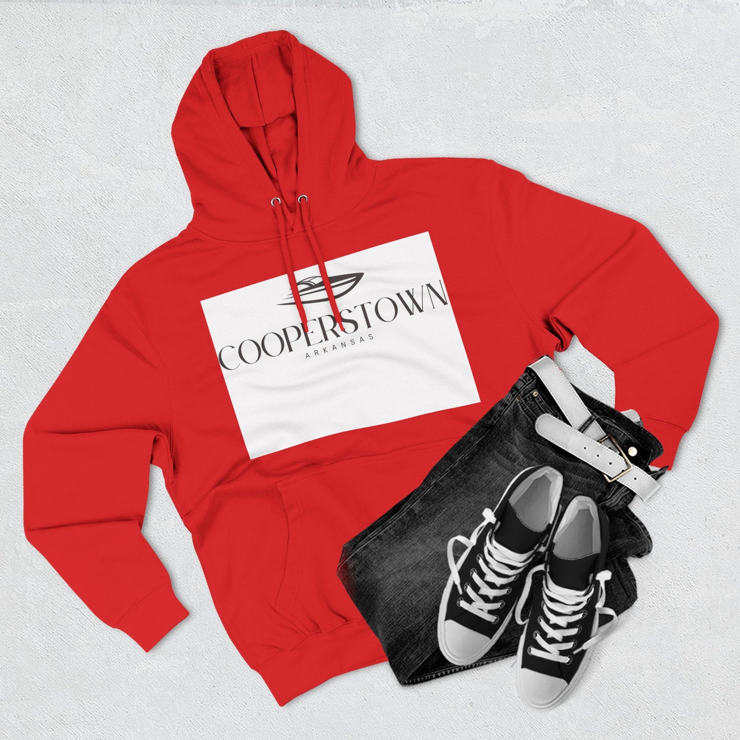Cooperstown Stylish Three-Panel Fleece Hoodie for Cozy Days, Casual Wear, Warm Layering, Gift for Him or Her