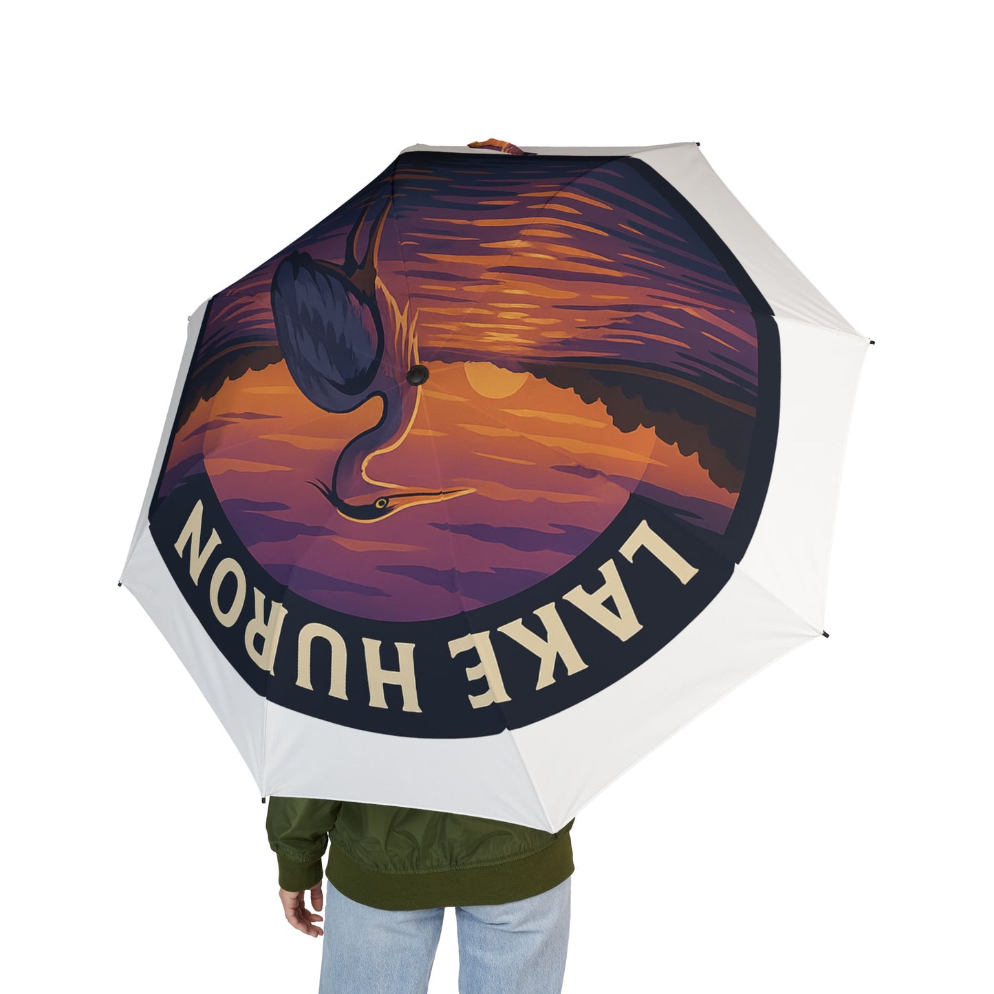 Lake Huron Semi-Automatic Foldable Umbrella, Travel Umbrella, Outdoor Gear, Gifts for Nature Lovers, Rainy Day Essential