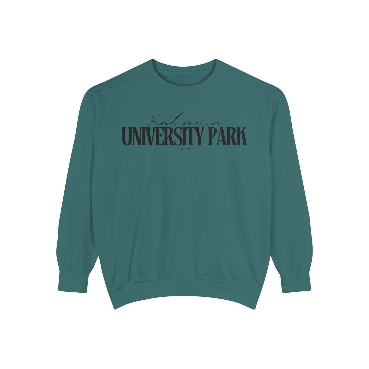 University Park Cozy Sweatshirt, Unisex Garment-Dyed Crew, Casual Wear, Gift for Friends, Fall Fashion, Lounge Style