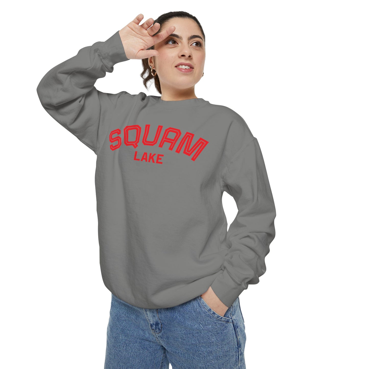 Squam Lake Unisex Garment-Dyed Sweatshirt, Cozy Casual Wear, Perfect for Lakeside Gatherings, Great for Fall, Gift for Nature Lovers