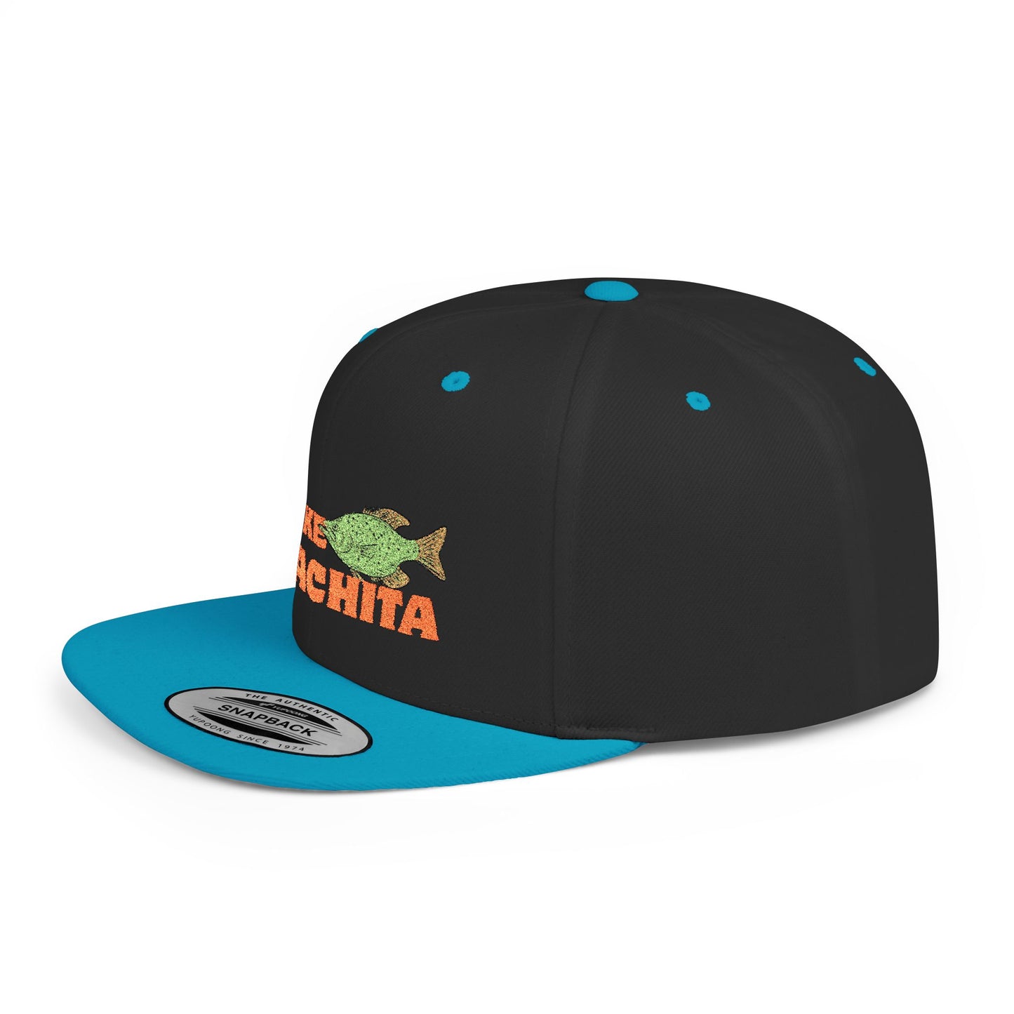 Lake Ouachita Fish Flat Bill Snapback Hat, Fishing Cap, Outdoor Gear, Lake House Gift, Summer Accessories, Stylish Headwear