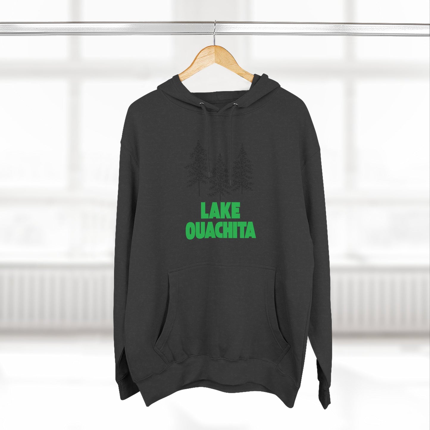 Lake Ouachita Fleece Hoodie, Cozy Sweatshirt, Outdoor Adventure Wear, Unique Gift for Lake Lovers, Perfect for Fall and Winter