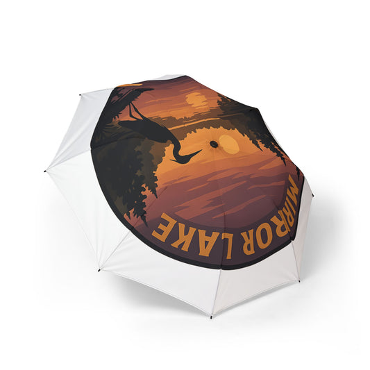 Mirror Lake Semi-Automatic Foldable Umbrella, Travel Umbrella, Outdoor Gear, Gifts for Nature Lovers, Rainy Day Essential
