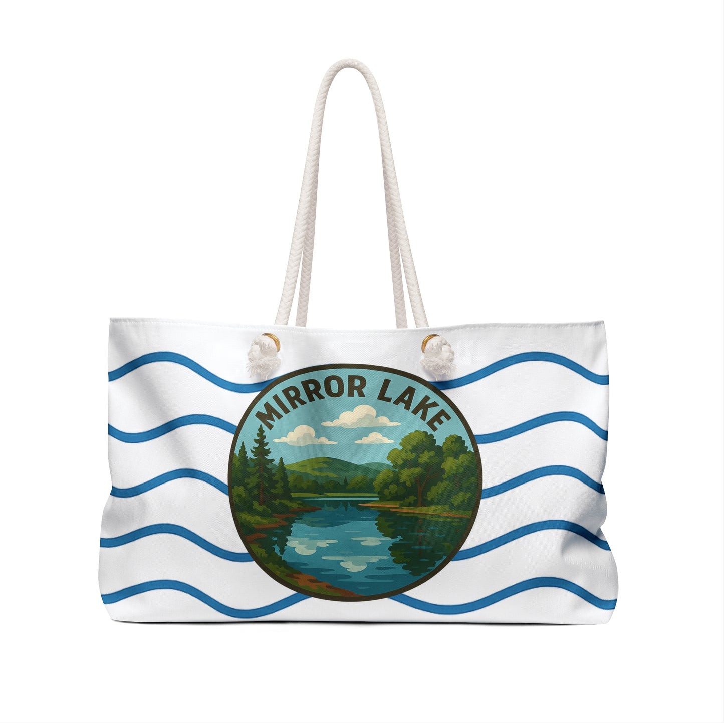 Mirror Lake Weekender Bag White | Travel Tote, Beach Bag, Vacation Essentials, Escape Bag, Lake Life Carryall