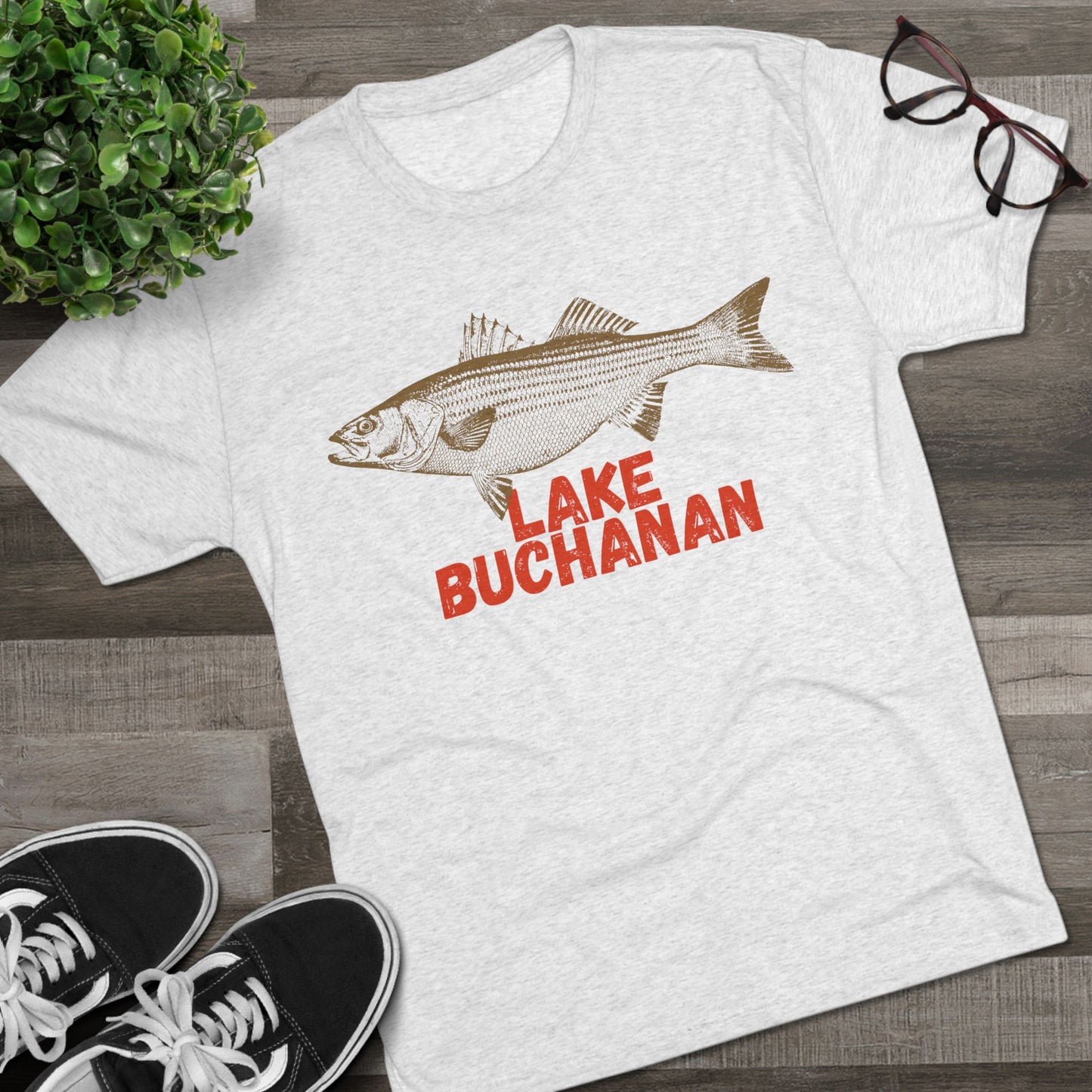 Lake Buchanan Fishing Tee, Unisex Crew Neck Shirt, Summer Lake Apparel, Gift for Fishermen, Outdoor Adventure T-Shirt, Lake House Style