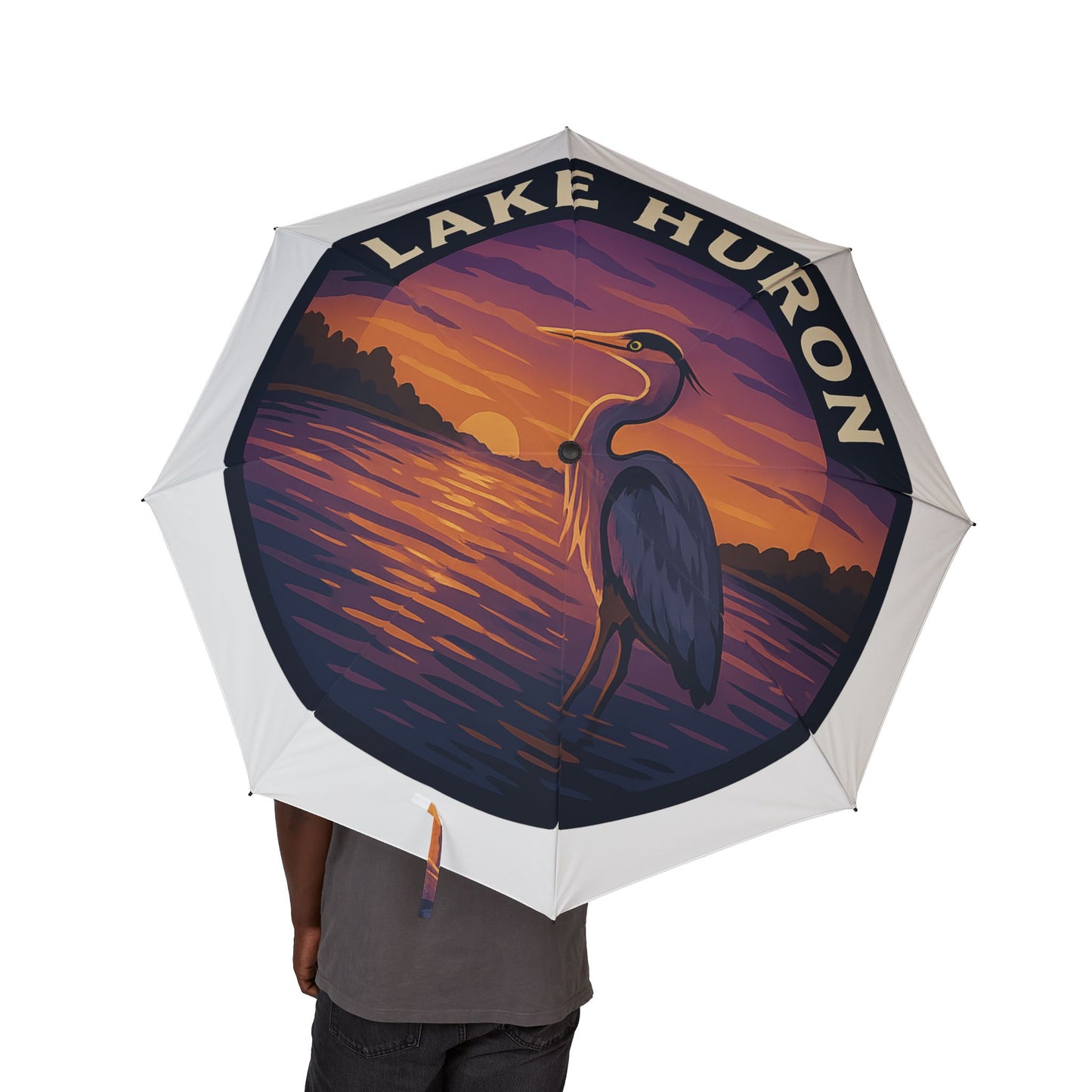 Lake Huron Semi-Automatic Foldable Umbrella, Travel Umbrella, Outdoor Gear, Gifts for Nature Lovers, Rainy Day Essential