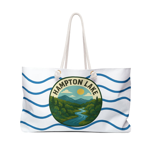 Hampton Lake Weekender Bag White | Travel Tote, Beach Bag, Vacation Essentials, Escape Bag, Lake Life Carryall