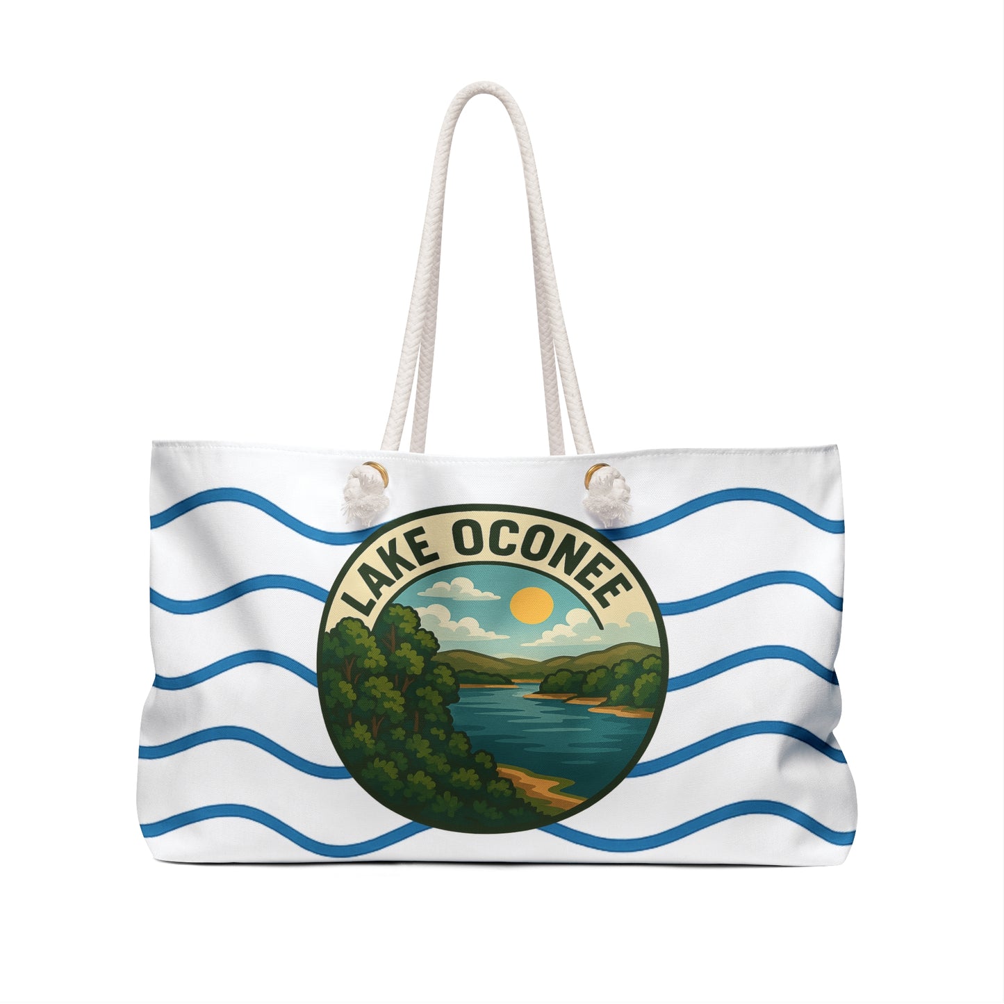 Lake Oconee Weekender Bag White | Travel Tote, Beach Bag, Vacation Essentials, Escape Bag, Lake Life Carryall