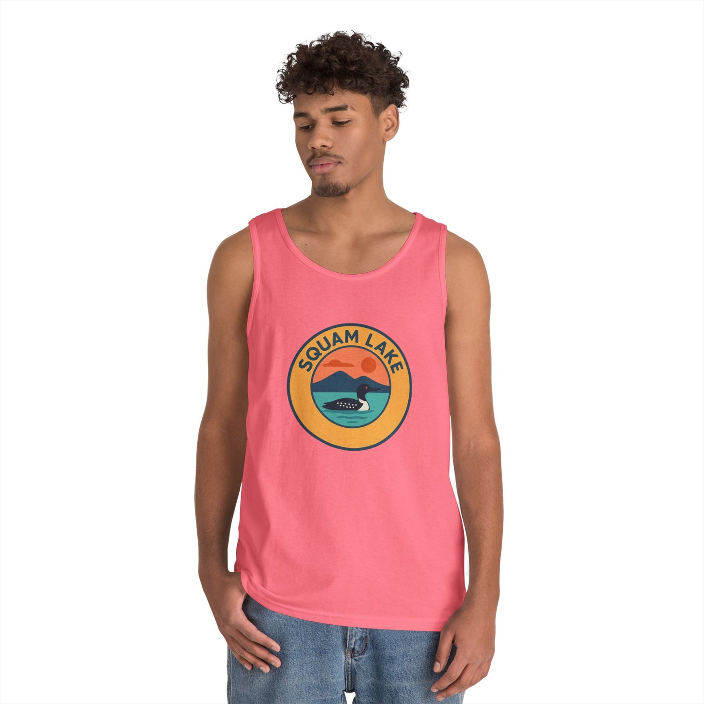 Squam Lake Vintage Unisex Heavy Cotton Tank Top, Summer Shirt, Lake Apparel, Outdoor Activity, Gift for Nature Lovers