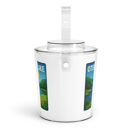 Otsego Lake Charming Lake House Ice Bucket with Tongs, Summer Party Essential, Outdoor Gatherings, Vintage Lake Decor, Unique Gifts for Hosts