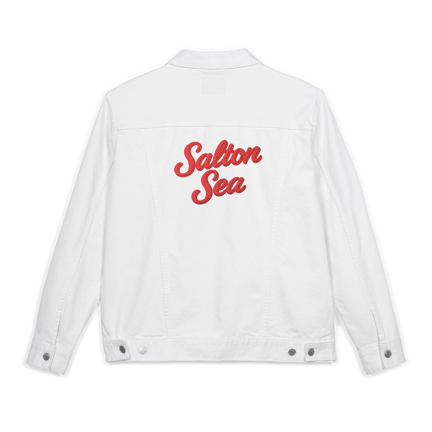 Salton Sea Unisex Embroidered Denim Jacket - Trendy Fall Fashion, Casual Layering, Everyday Wear, Stylish Gift, Unique Statement Piece