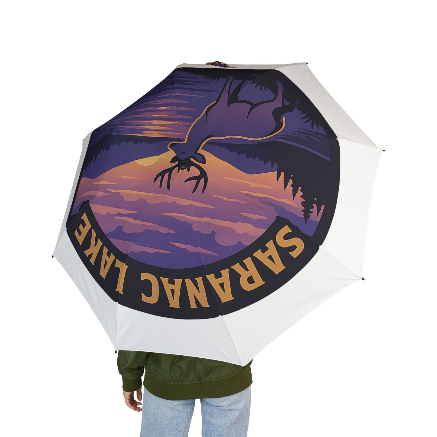 Saranac Lake Semi-Automatic Foldable Umbrella, Travel Umbrella, Outdoor Gear, Gifts for Nature Lovers, Rainy Day Essential