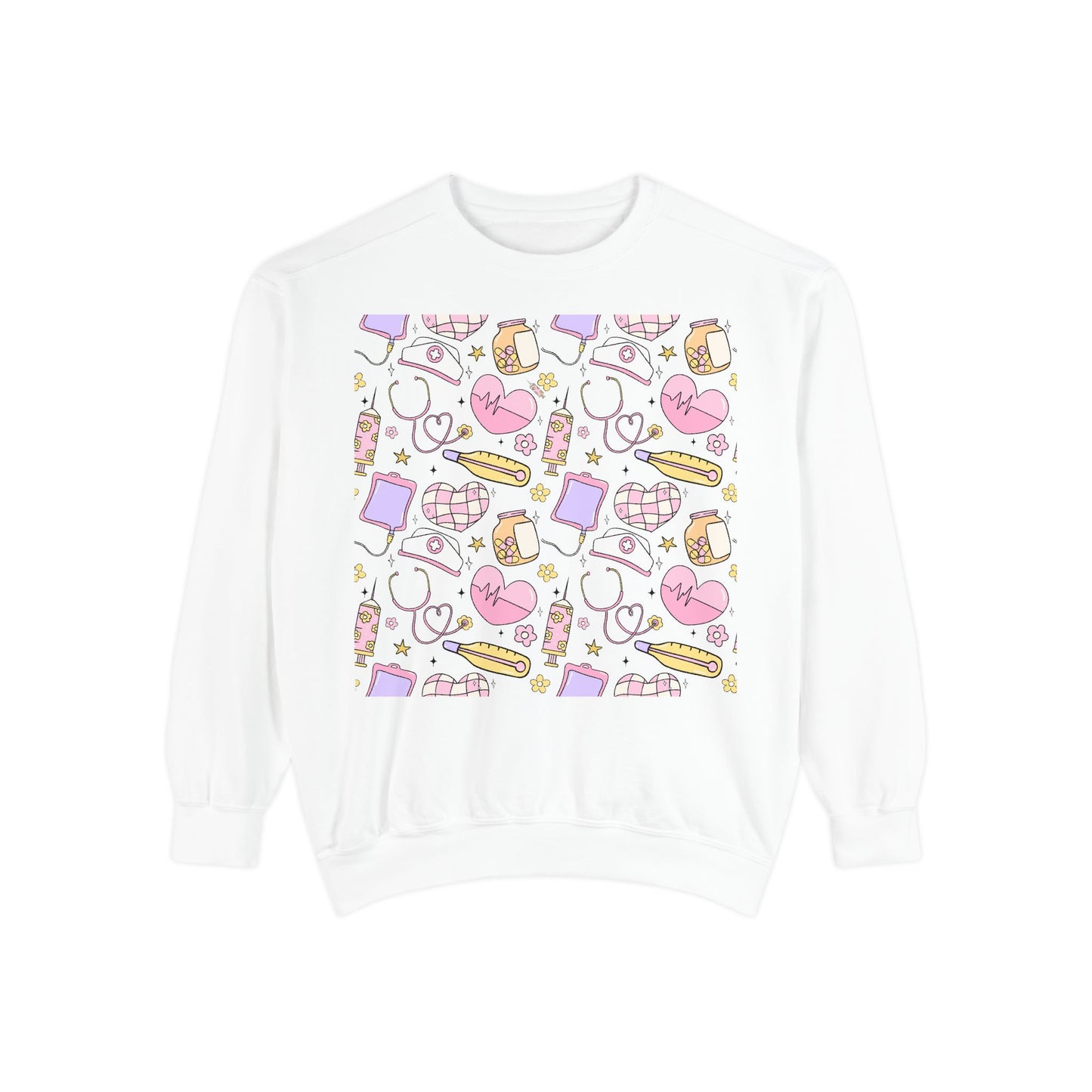 Nurse Cute Patterned Unisex Sweatshirt - Cozy Gift for Her, Trendy Casual Wear, Perfect for Fall, Spring, Birthdays, Love, Friendship