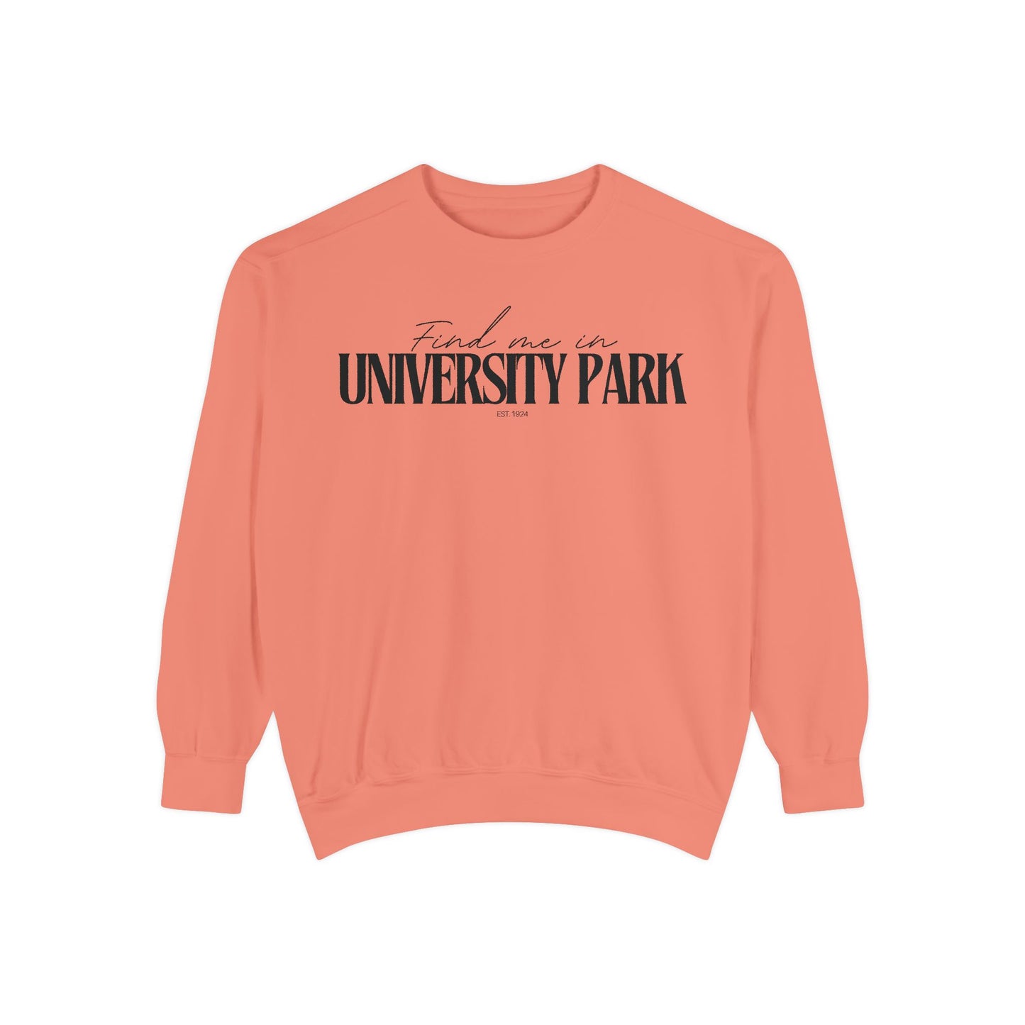 University Park Cozy Sweatshirt, Unisex Garment-Dyed Crew, Casual Wear, Gift for Friends, Fall Fashion, Lounge Style