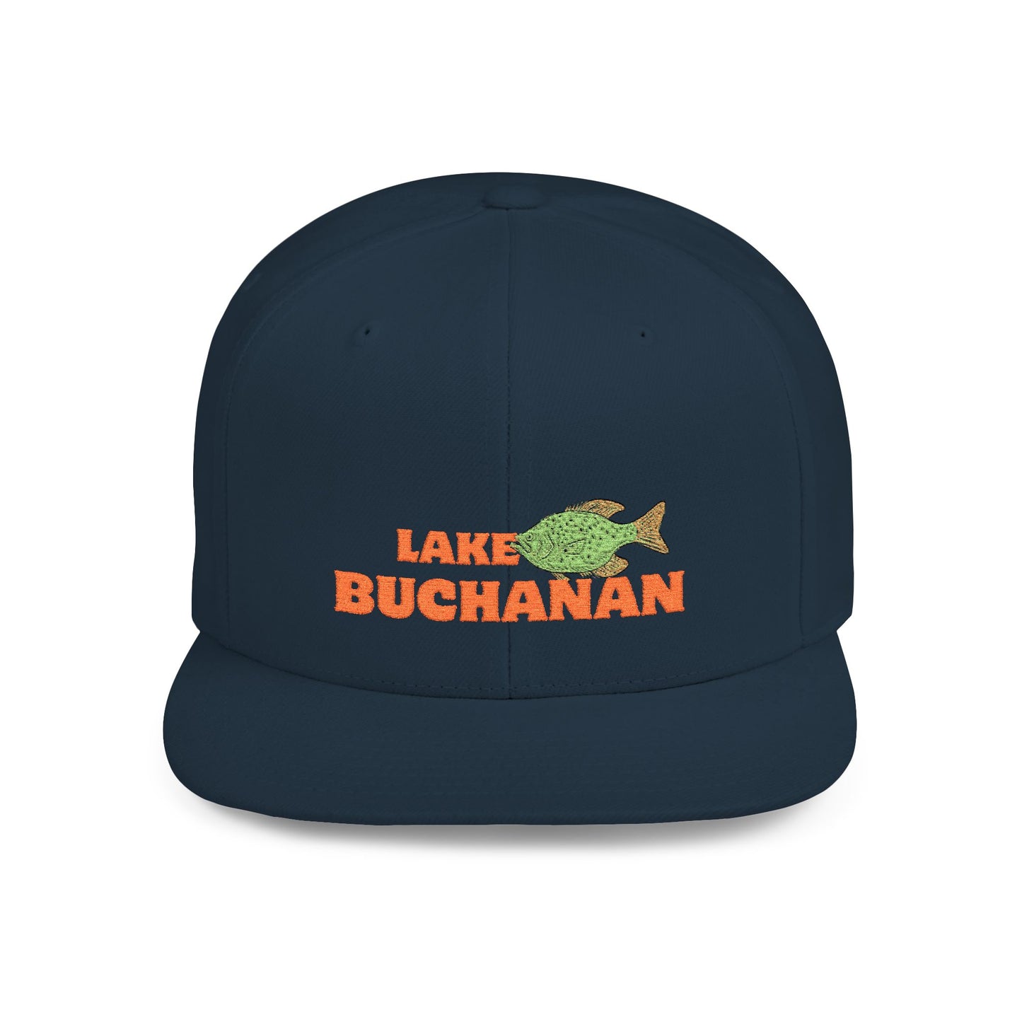 Lake Buchanan Fish Flat Bill Snapback Hat, Fishing Cap, Outdoor Gear, Lake House Gift, Summer Accessories, Stylish Headwear
