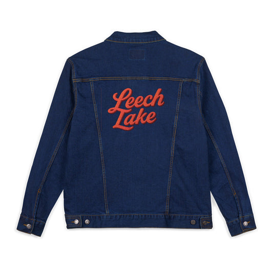 Leech Lake Unisex Embroidered Denim Jacket - Trendy Fall Fashion, Casual Layering, Everyday Wear, Stylish Gift, Unique Statement Piece