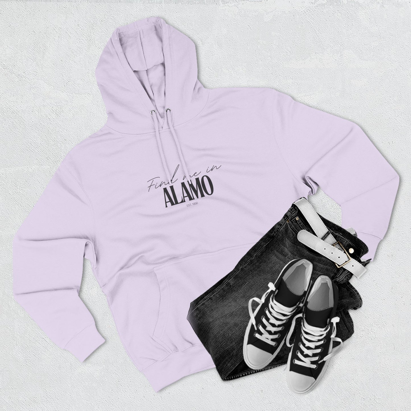 Alamo Stylish Three-Panel Fleece Hoodie for Everyday Comfort, Personalized Gift, Casual Wear, Unisex Hoodie, Cozy Fashion